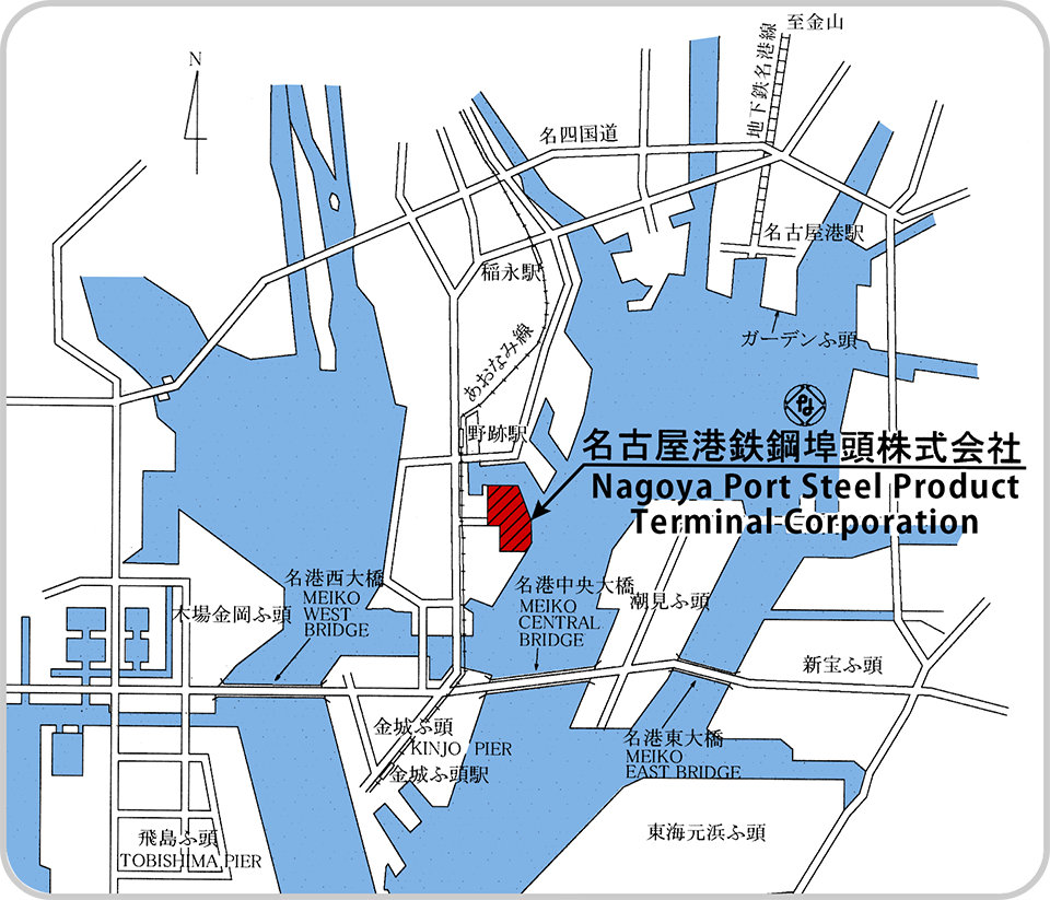 名古屋港鉄鋼埠頭(株)マップ